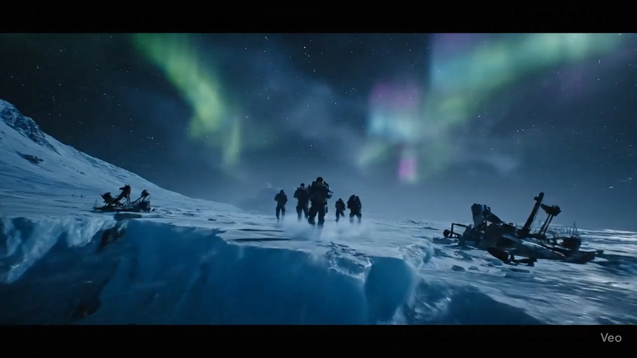 Cinematic long shot with forward tracking
