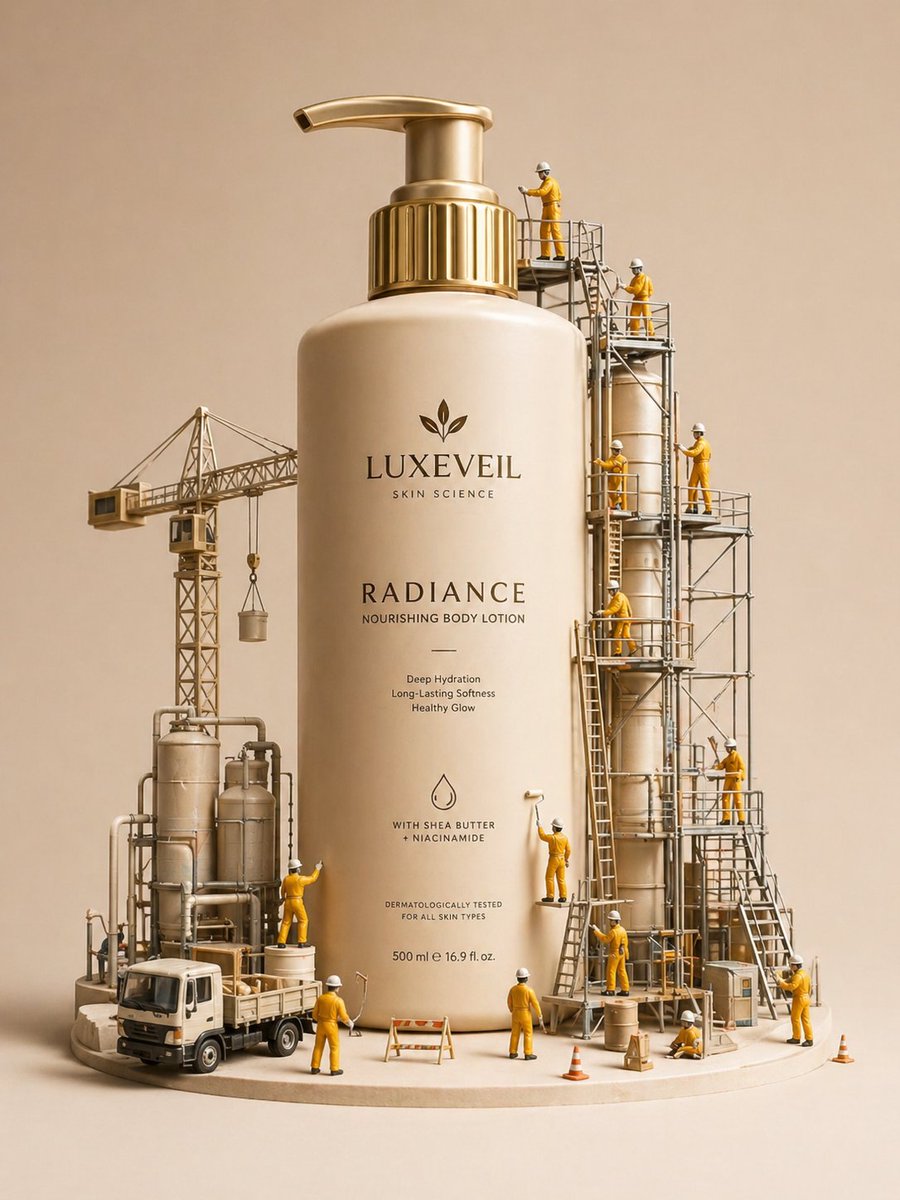 E-commerce Main Image - Miniature Diorama Skincare Advertisement 